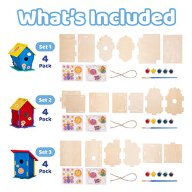 Neliblu DIY 12 Wooden Bird House Kit – pre-cut slots for easy assembly