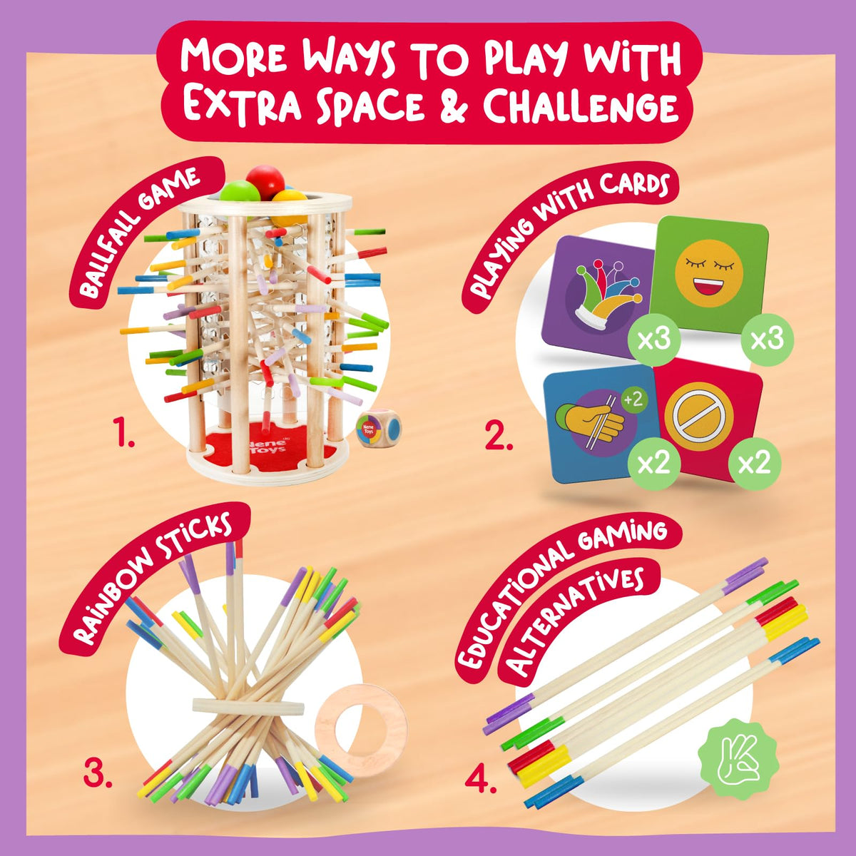 Nene Toys BallFall Jumbo dice and sticks for math and counting practice.