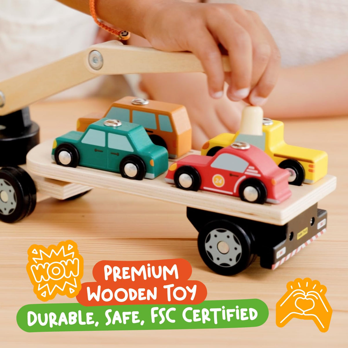 Rubber-lined wheels glide smoothly, protecting floors during play
