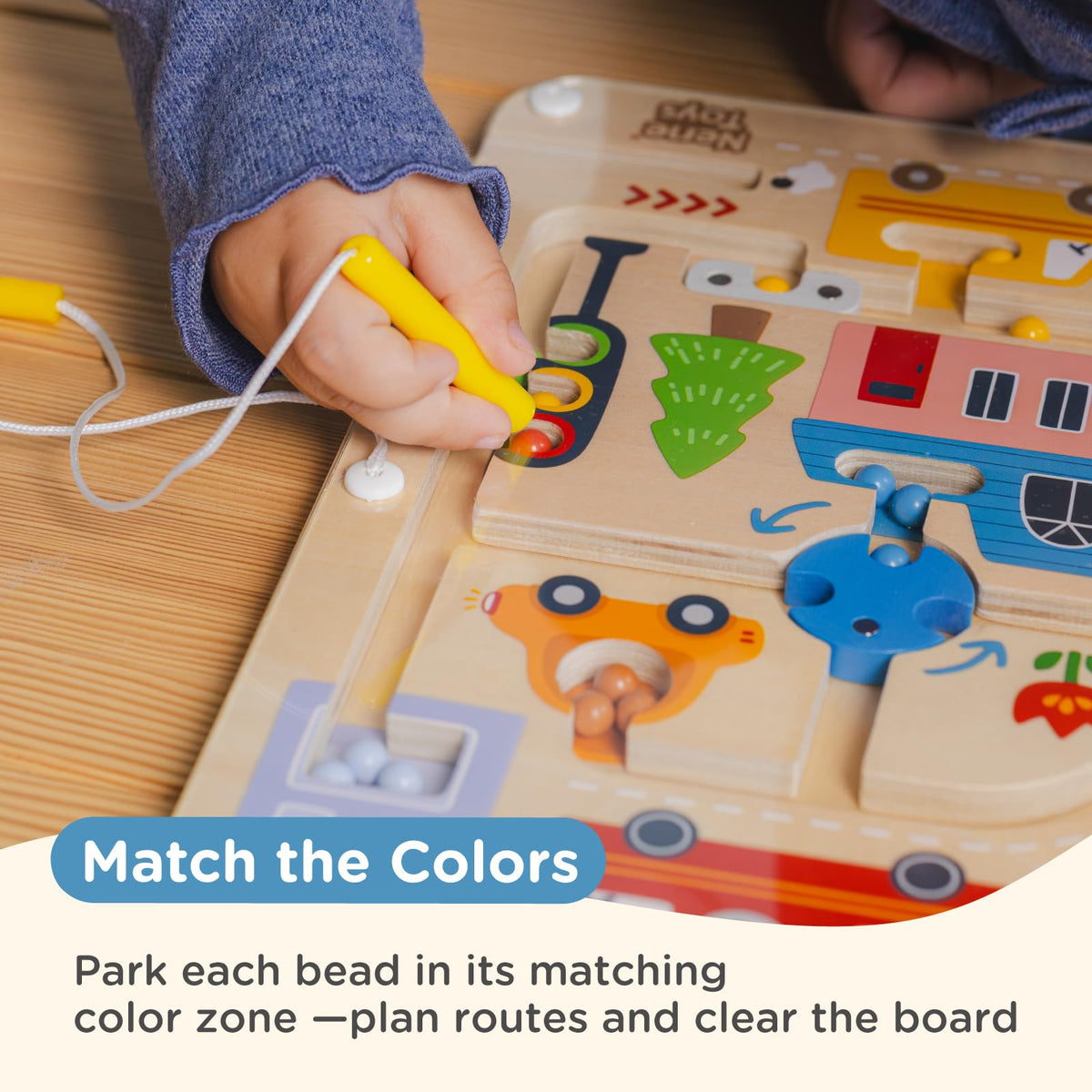 Nene Toys Magnetic Maze Board beads along city roads for fine motor practice.