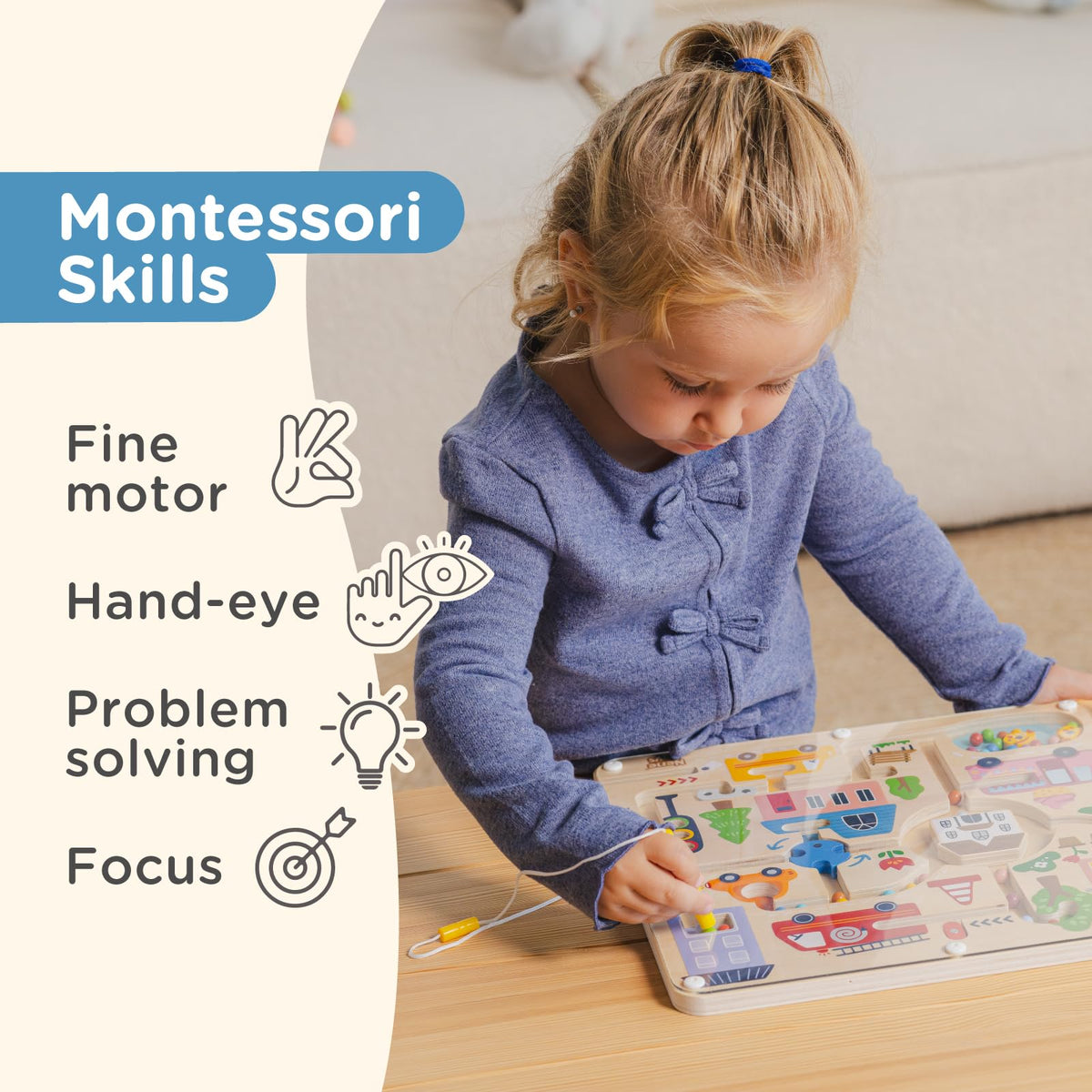 Nene Toys Magnetic Maze Board compact design ideal for car or plane trips.