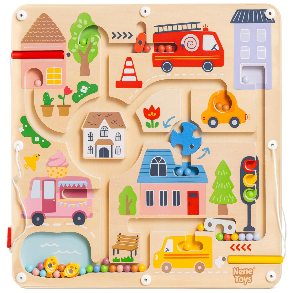 Nene Toys Magnetic Maze Board front view for quiet travel entertainment.