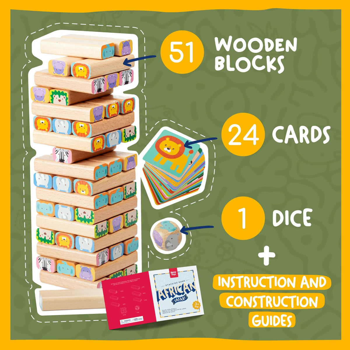 Nene Toys rounded edges beechwood ensure safe handling for little hands.