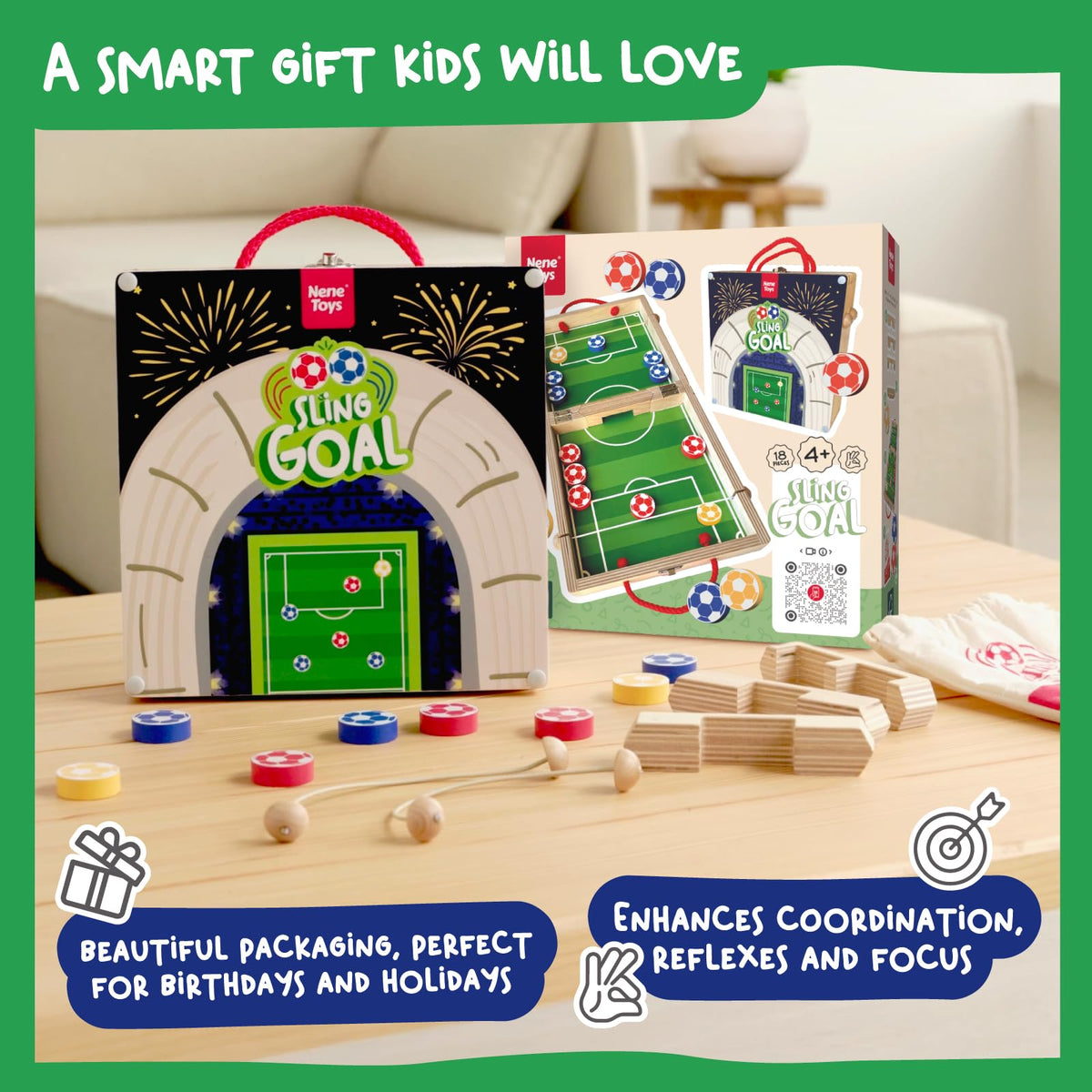 Nene Toys Sling Goal family game night captures shared laughter and friendly competition