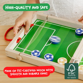 Nene Toys Sling Goal wooden case folded emphasizes compact storage for on-the-go play