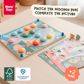 Nene Toys wooden pegs on board supporting fine motor skill development