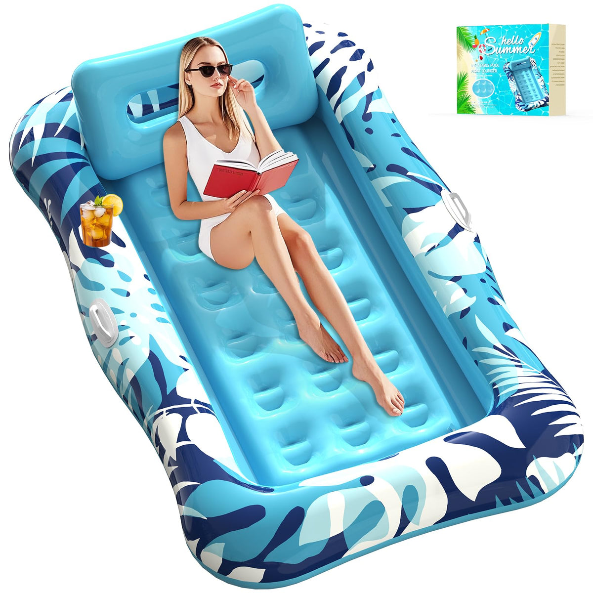 Nenrsl pool float 76x48 XL ready for relaxing sunbathing on water