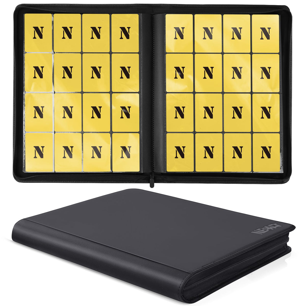 NEOACT 16-pocket binder front cover showing premium finish for organized display
