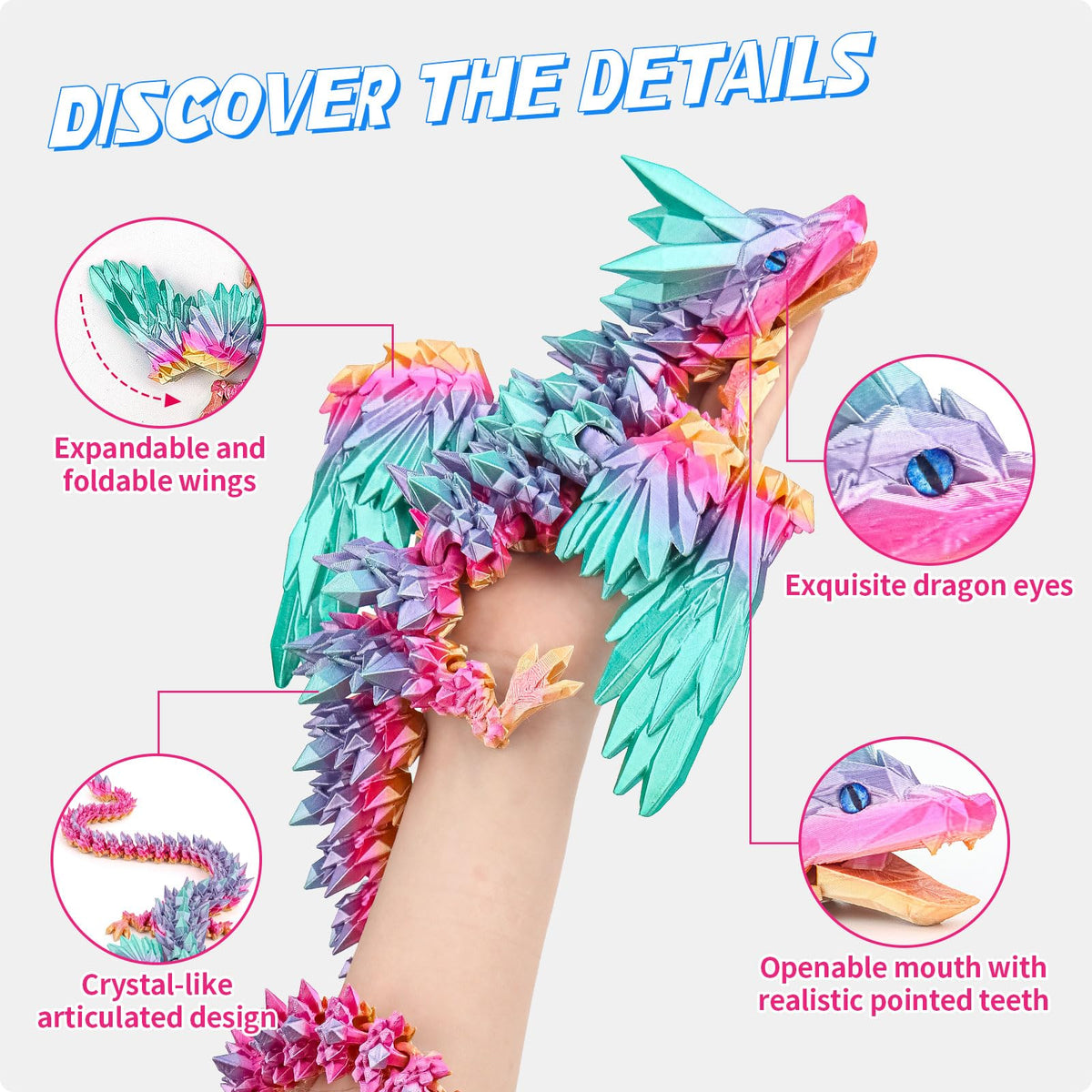 Nerbixy dragon wings fold for dynamic poses and compact storage.