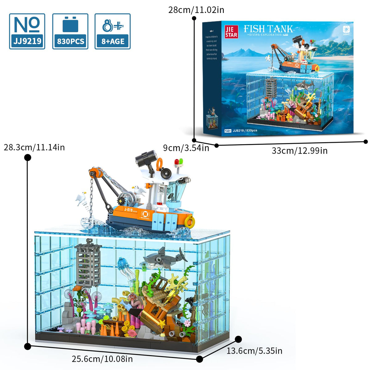 NERCISU fish tank building set ocean-scene build promotes exploration and storytelling.