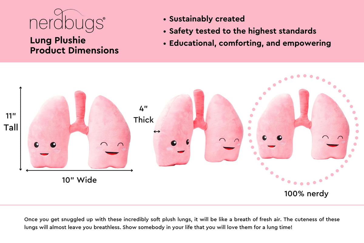 nerdbugs Lung Plush soft closeup for emotional support and companionship