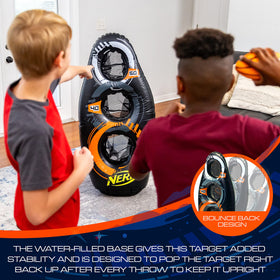 NERF blaster-compatible setup allows versatile play with other mini balls.