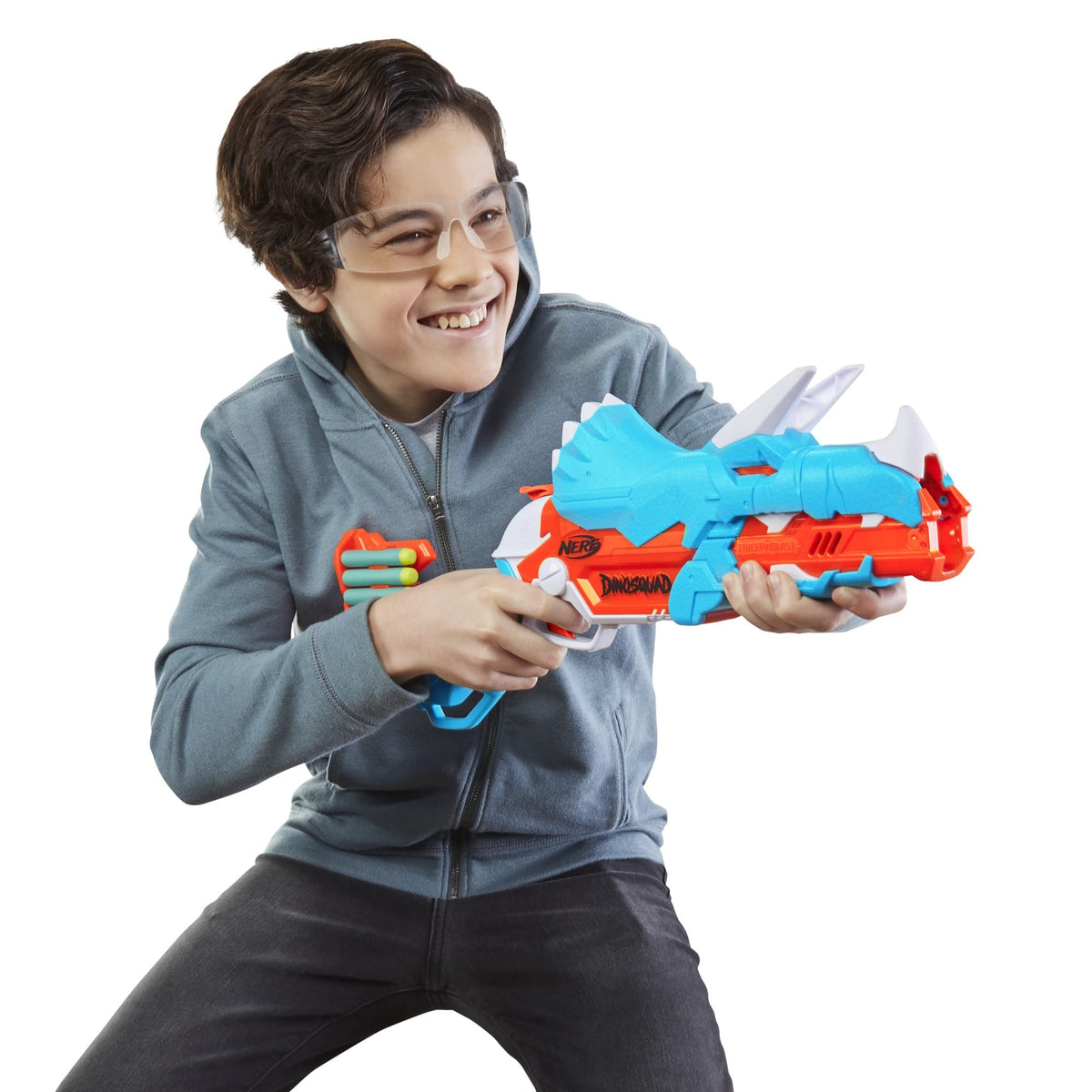 Nerf DinoSquad Tricera-Blast in action-packed outdoor play