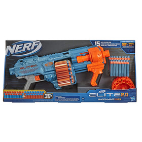 Nerf Elite 2.0 Shockwave pump-action blasting for long-range play.