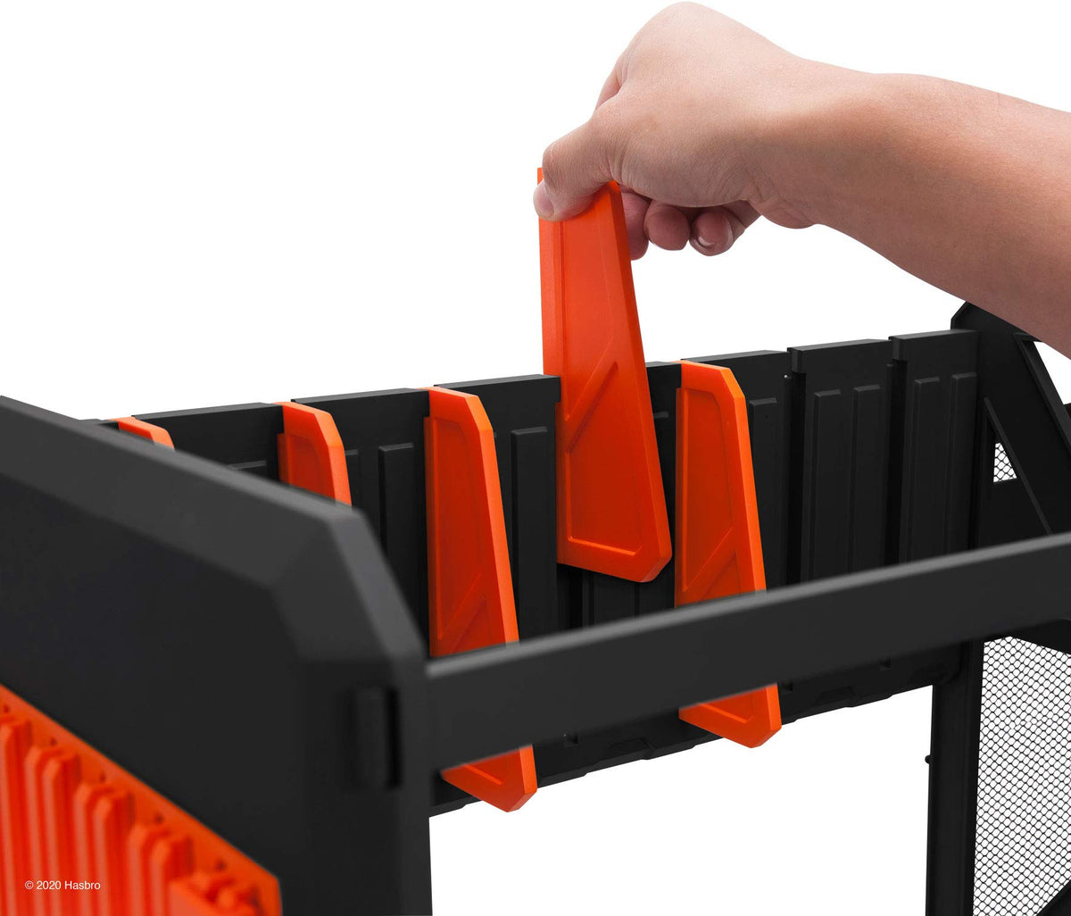 Nerf Elite Blaster Rack ammo drawer keeps small parts organized.