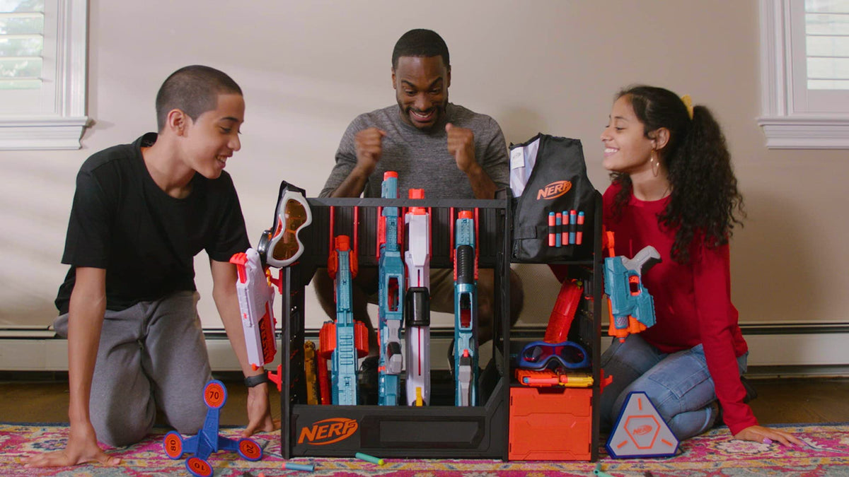 Nerf Elite Blaster Rack creates ready-to-battle organization.