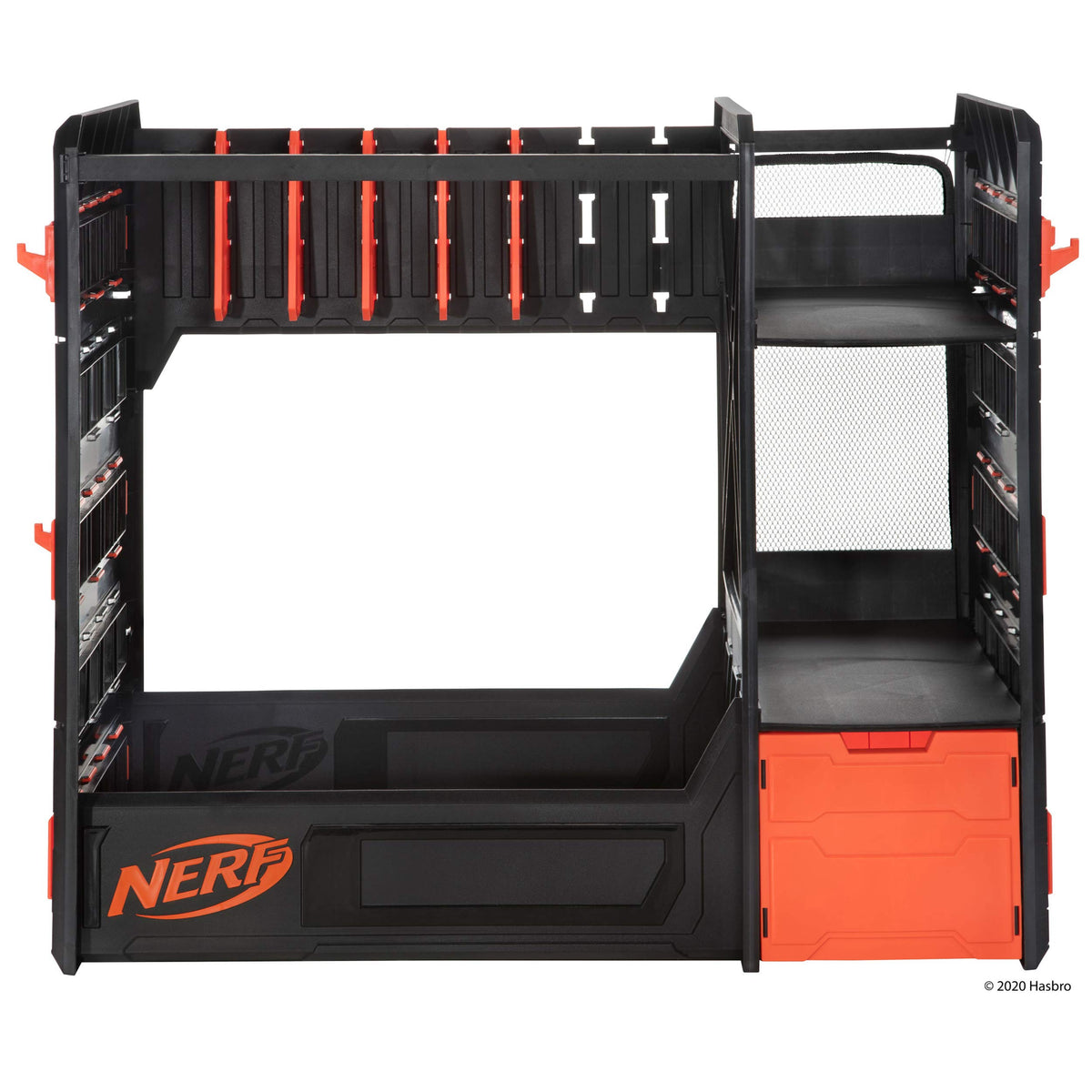 Nerf Elite Blaster Rack hooks offer versatile storage options.