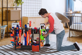 Nerf Elite Blaster Rack side view reveals slim depth for corners.