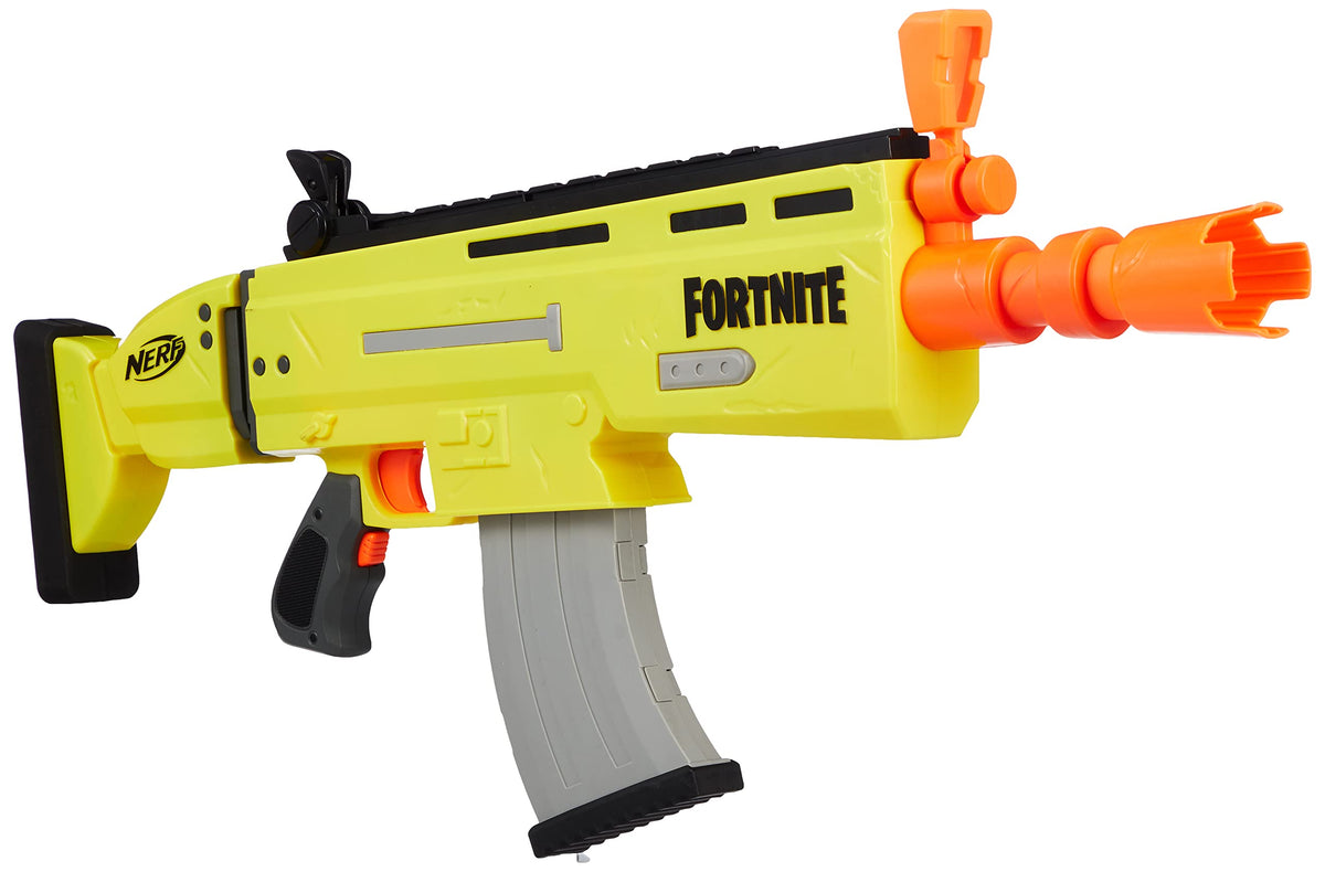 Nerf Fortnite AR-L blaster front view for dynamic, Fortnite-inspired play.