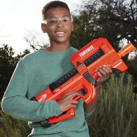 Nerf Fortnite Compact SMG grip aids steady aiming and control.