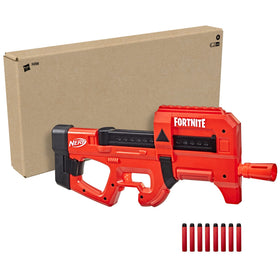 Nerf Fortnite Compact SMG motor activates rapid blasting for fast-action rounds.