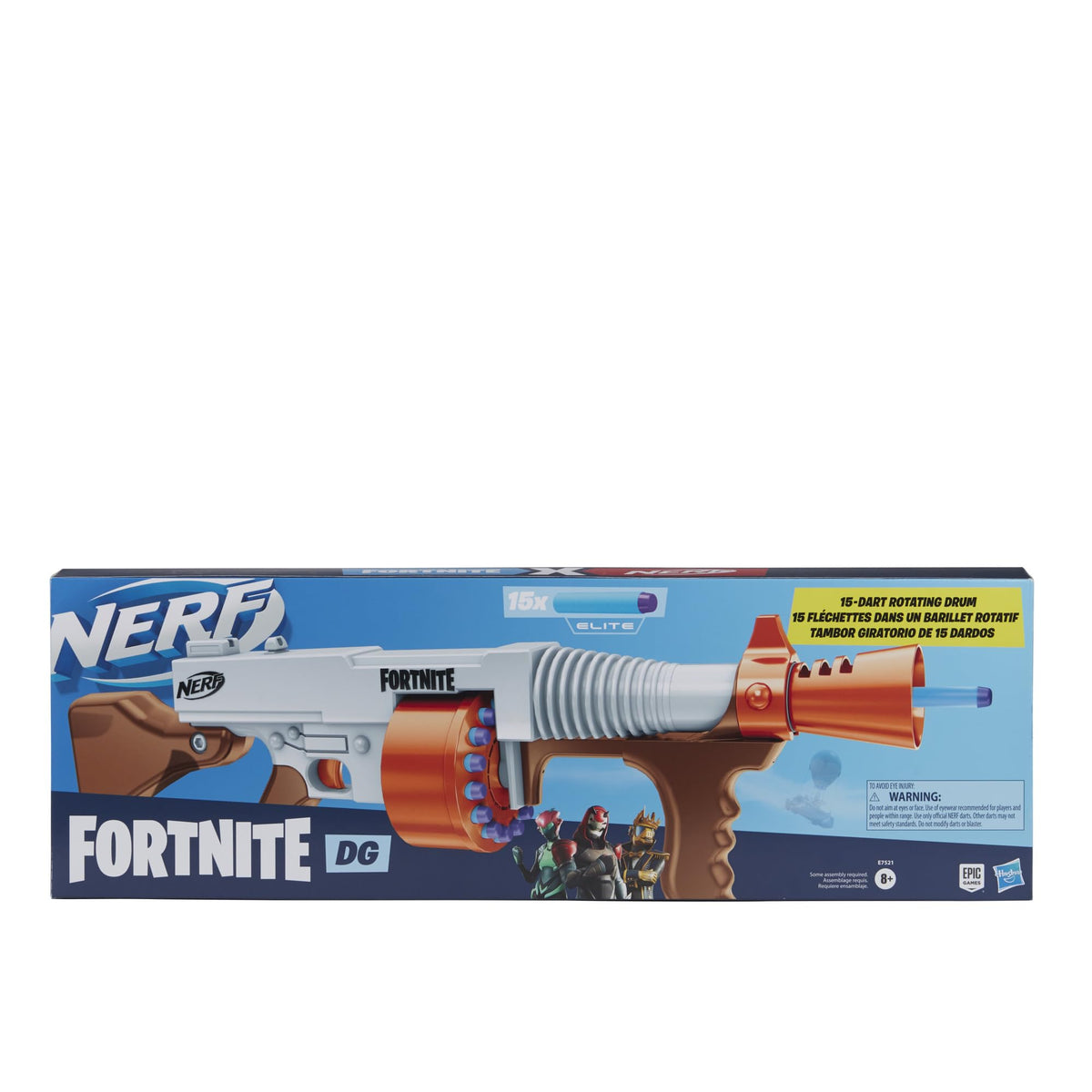 Nerf Fortnite DG drum rotation shows 15-dart capacity for rapid fire
