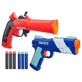 Nerf Fortnite Dual Pack box front with two blasters for outdoor duels.