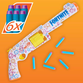 Close up of wrap pattern on Nerf Fortnite Frenz 4 Ever for authentic gaming look.
