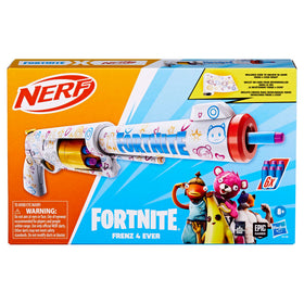 Nerf Fortnite Frenz 4 Ever wrap design on the blaster adds game-inspired style for collectors.
