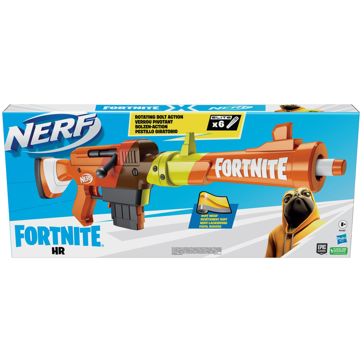 Nerf Fortnite HR 6-dart Elite clip shown for rapid-fire reloading.