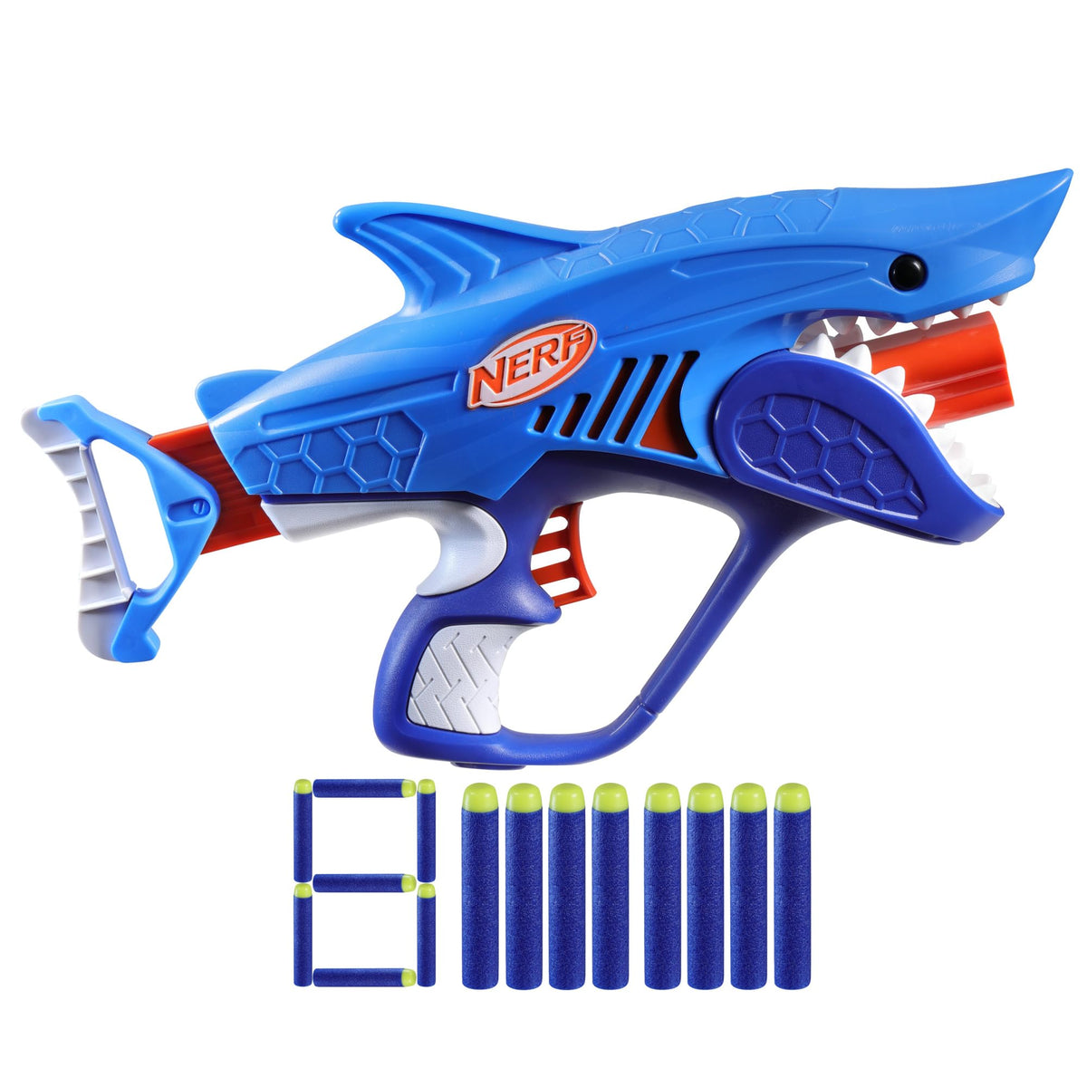 NERF Junior Wild Sharkfire front view with bold shark design for imaginative play