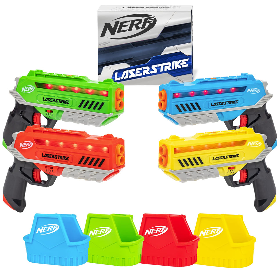 NERF Laser Strike blasters setup for quick, high-energy battles.