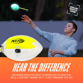Nerf Lightstrike Vortex Football has soft foam construction for safe indoor outdoor play.