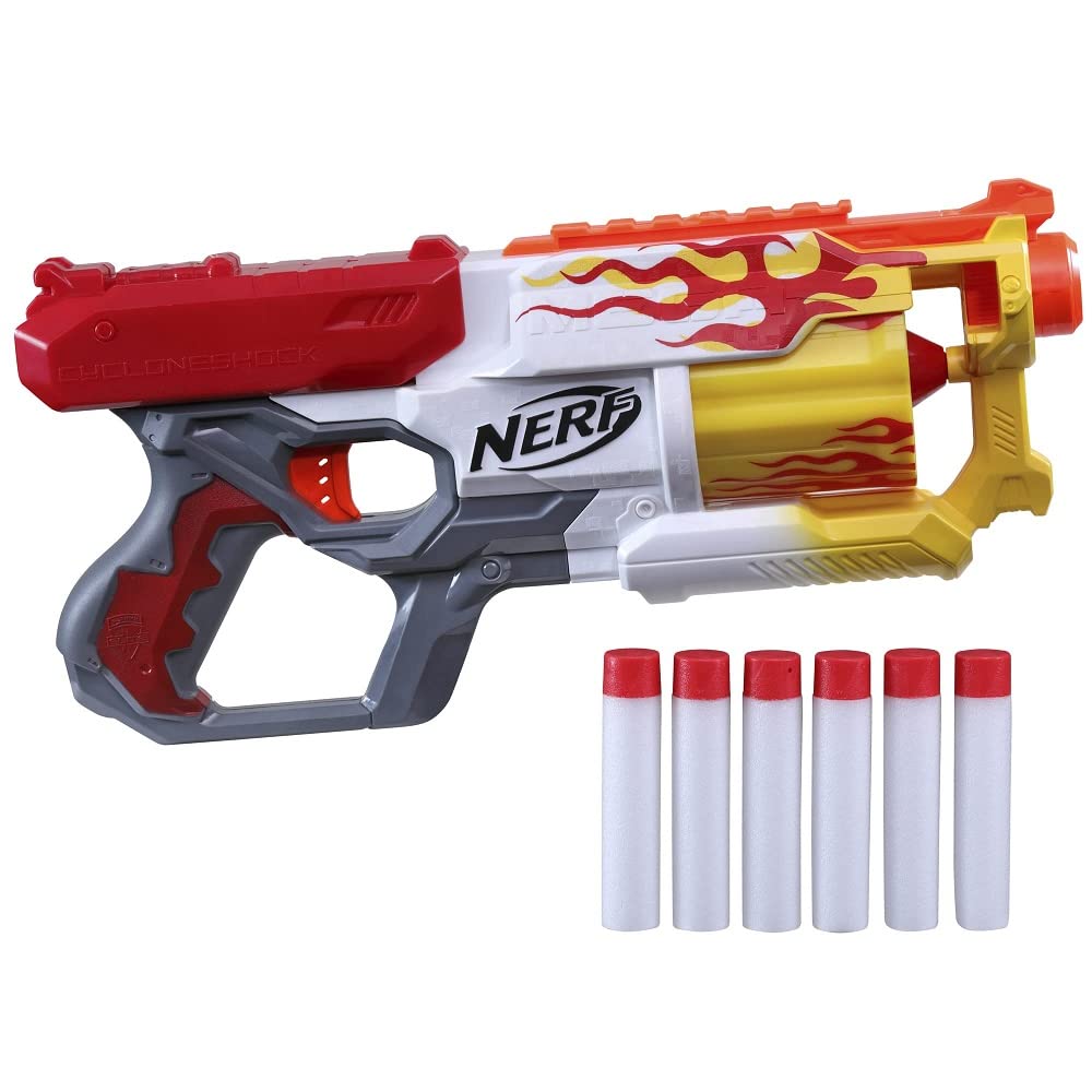 Nerf Mega CycloneShock Hotrod blaster front view for high-energy play.