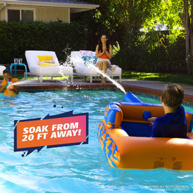 NERF Megaforce Battle Tank hidden pool-fed blaster for quick, uninterrupted pool battles.
