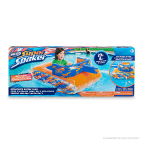 NERF Megaforce Battle Tank includes patch and manual for quick setup.