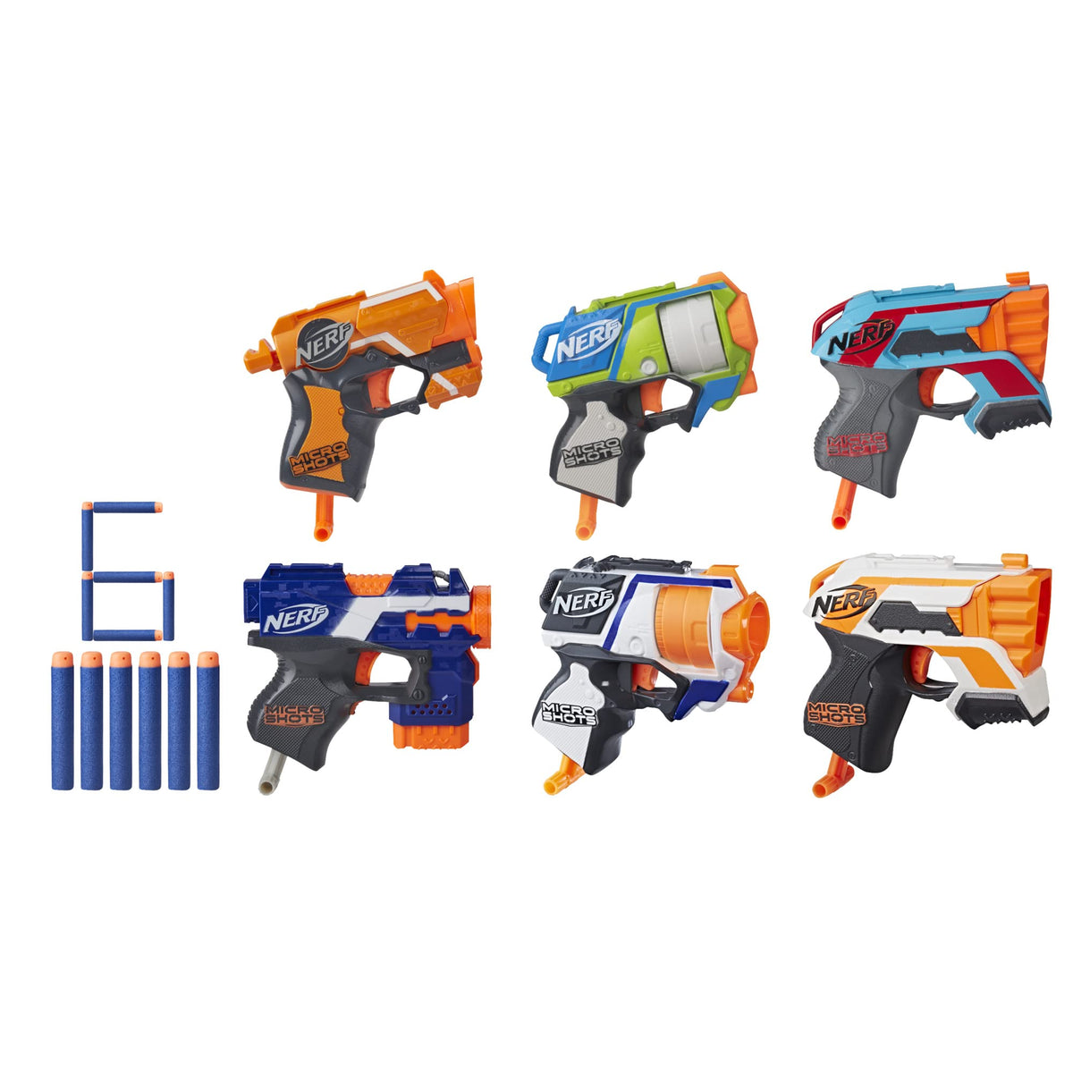 NERF MicroShots bundle front view showing compact indoor battle setup