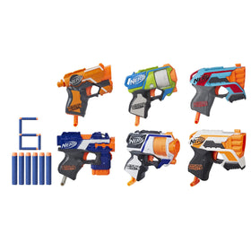 NERF MicroShots bundle front view showing compact indoor battle setup