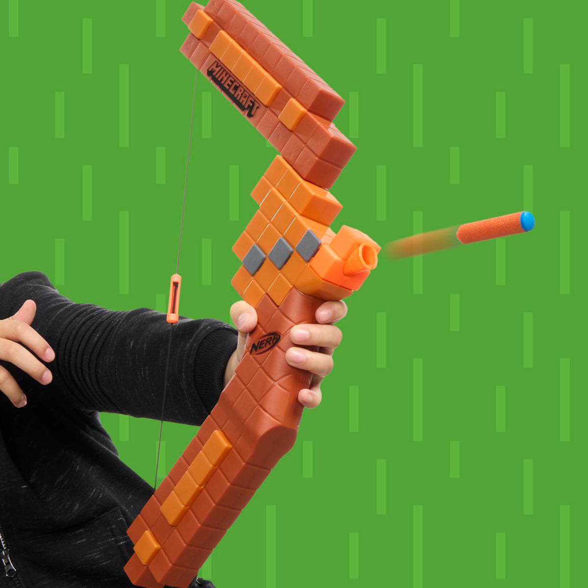 Backyard battle scene with Nerf Minecraft Bow