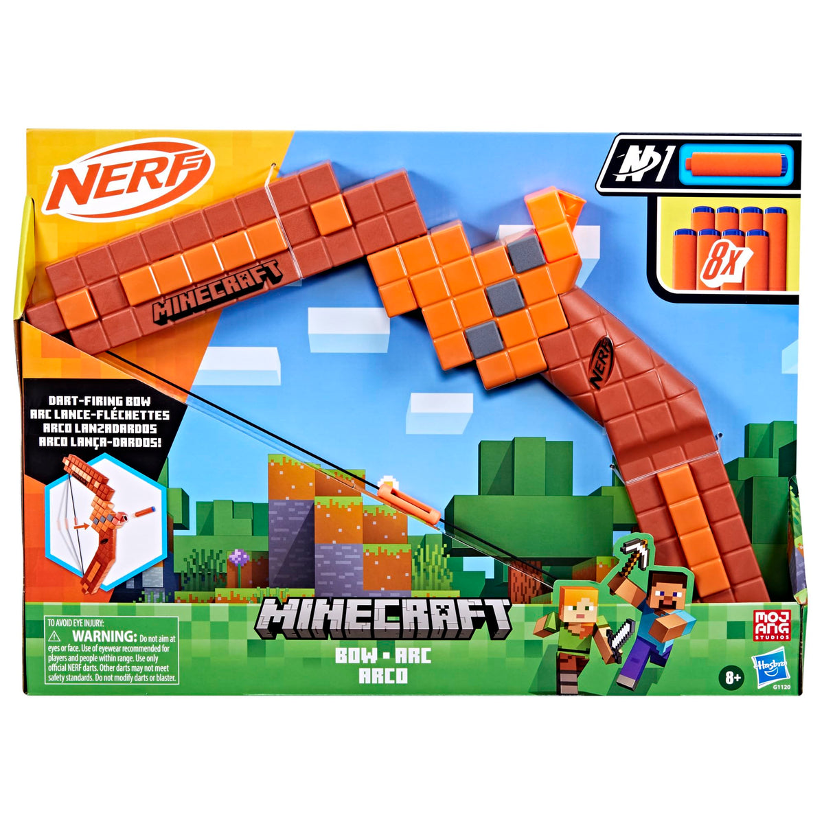 Nerf Minecraft Bow with string pulled showing authentic bow priming