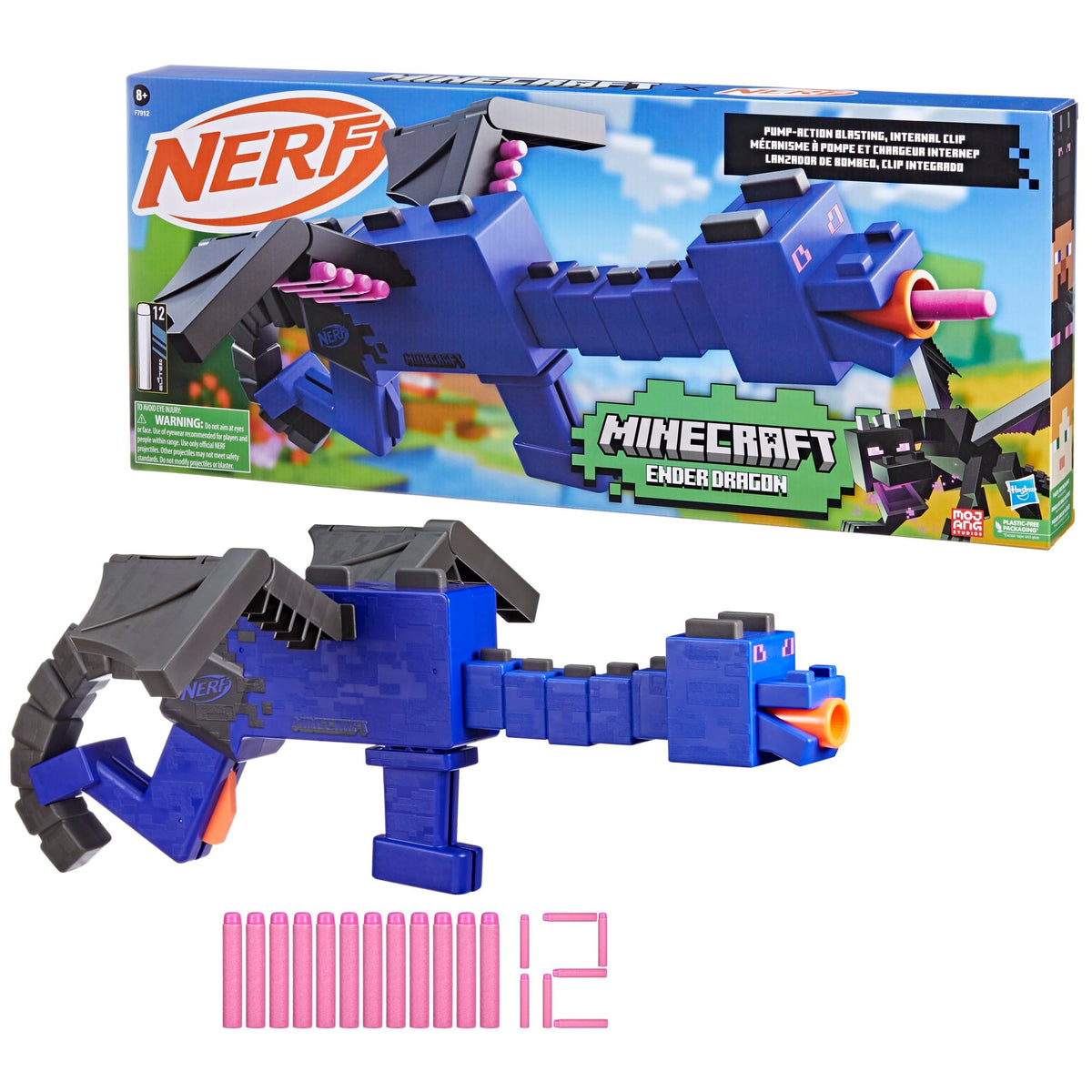 NERF Minecraft Ender Dragon Blaster ideal for indoor or outdoor play
