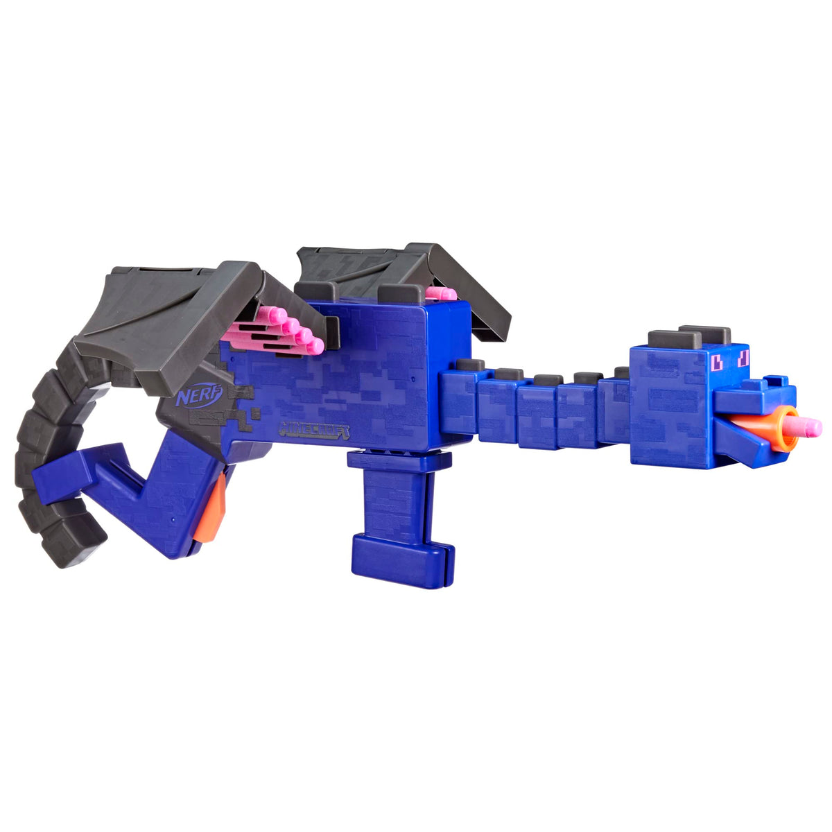 NERF Minecraft Ender Dragon Blaster open wing storage enables quick reloads
