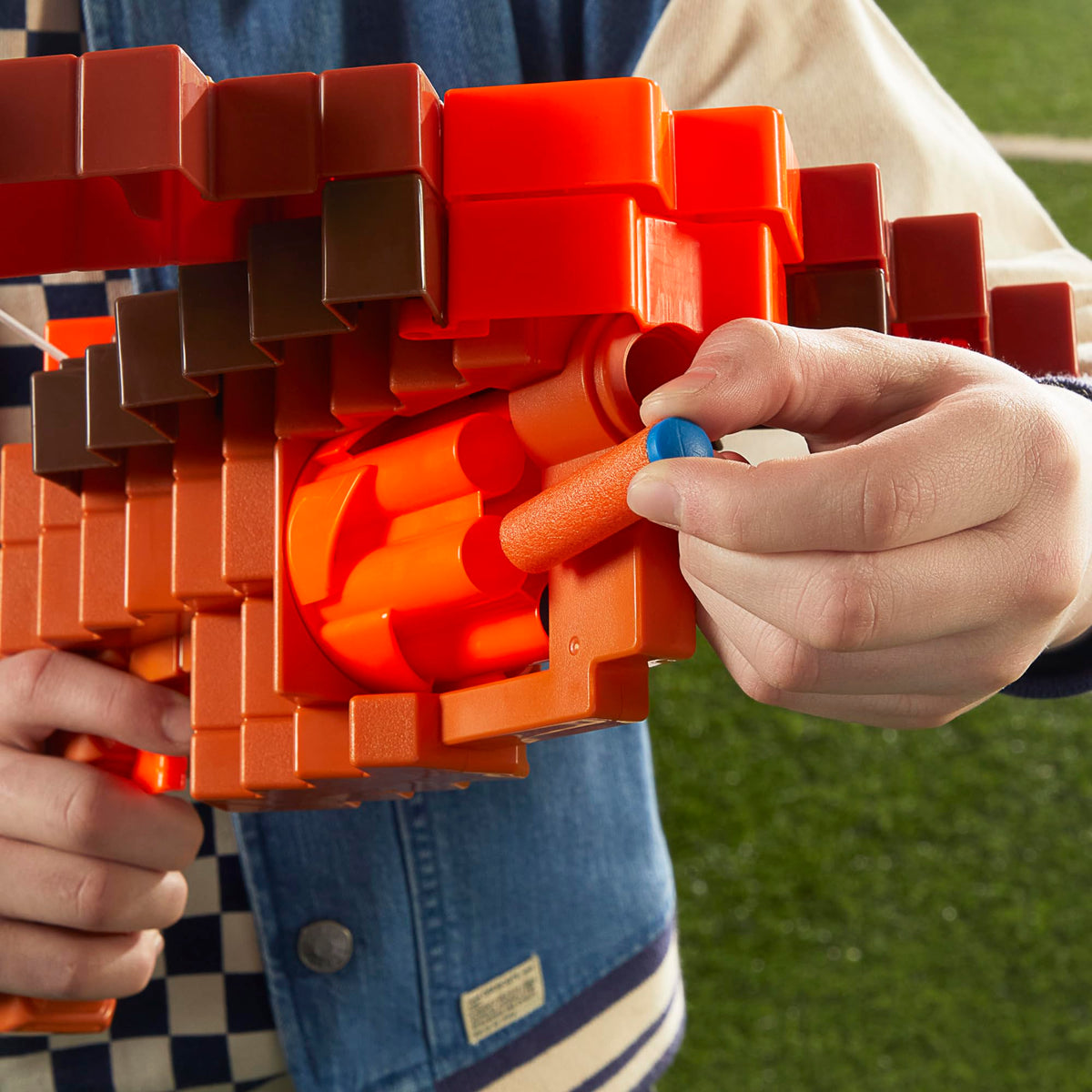 Nerf Minecraft Pillager's Crossbow included N1 darts ready for quick play.