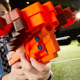 Nerf Minecraft Pillager's Crossbow priming lever shown for authentic action.