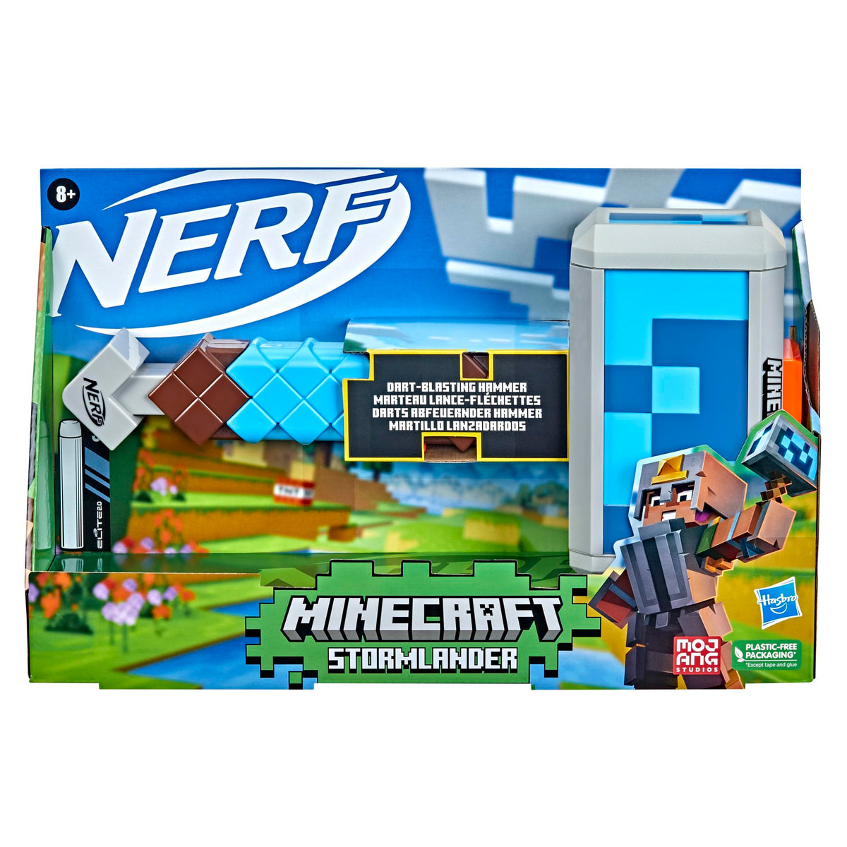 Nerf Minecraft Stormlander Hammer loading three darts for quick action.