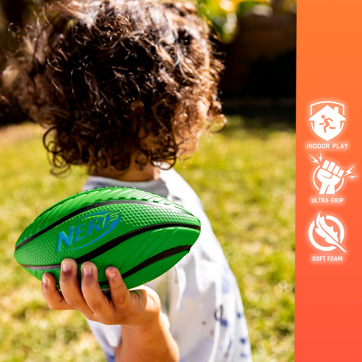 Nerf ball trio held by kid for active play.