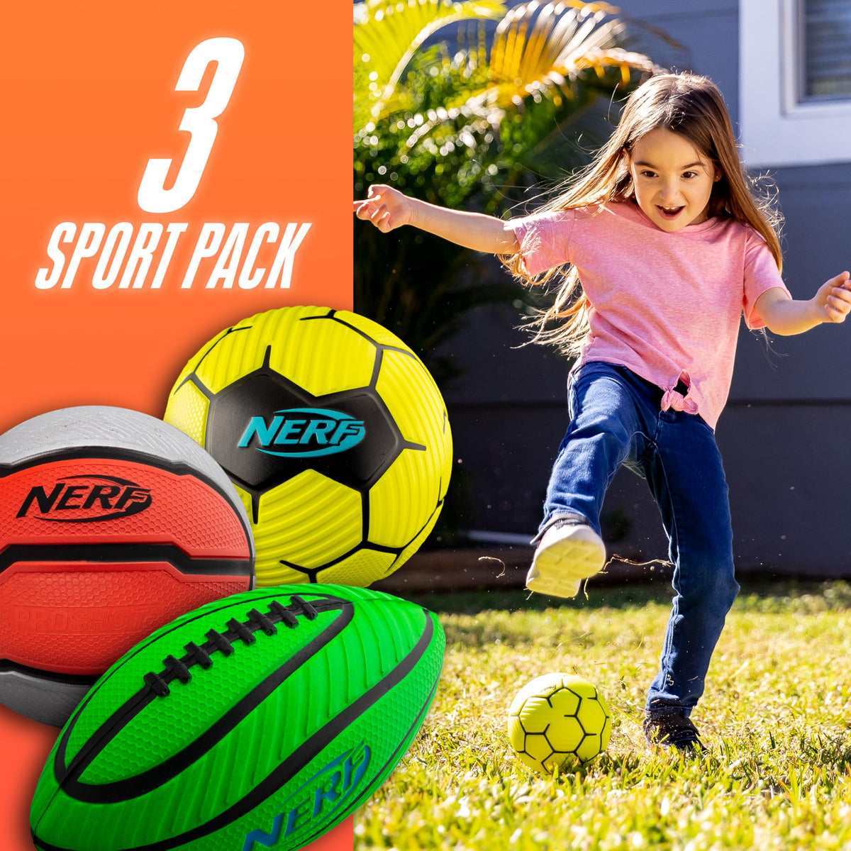 Nerf mini foam soccer ball in bright colors for outdoor fun.