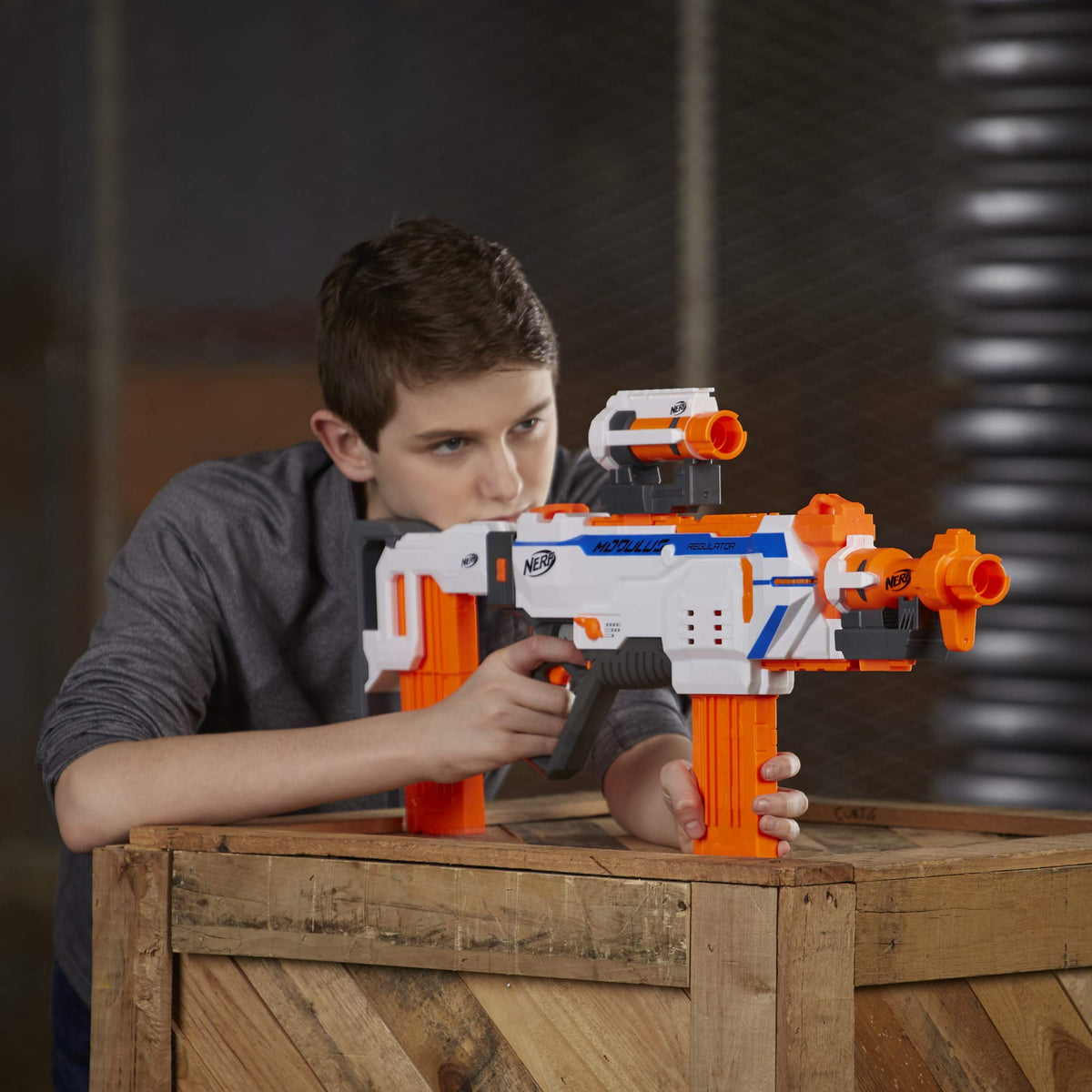 Nerf Modulus Regulator features 24 Nerf Elite darts for extended play
