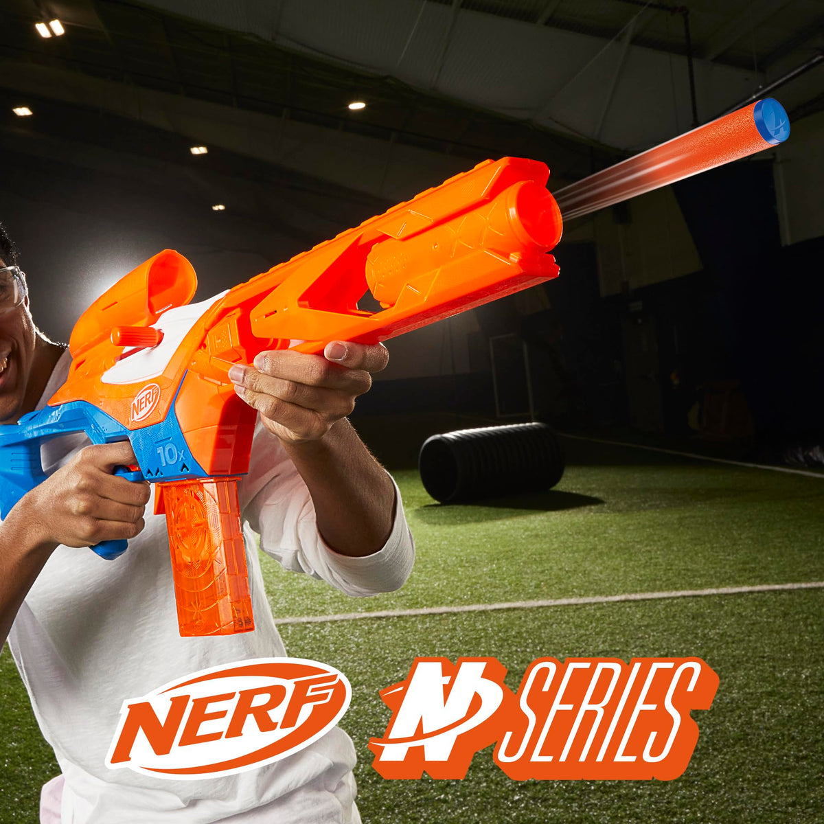 Nerf N Series Pinpoint with targeting scope aids accuracy.