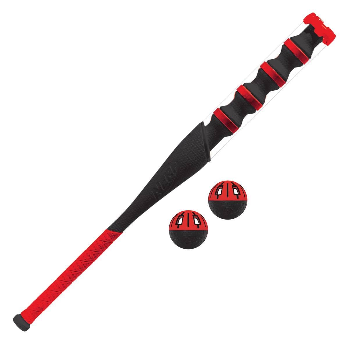 NERF Power Blast bat pro-style barrel for an authentic plate feel.